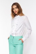Biała koszula z żabotem K68 White - Nife - 42 Biała koszula z żabotem K68 White - Nife - 42
