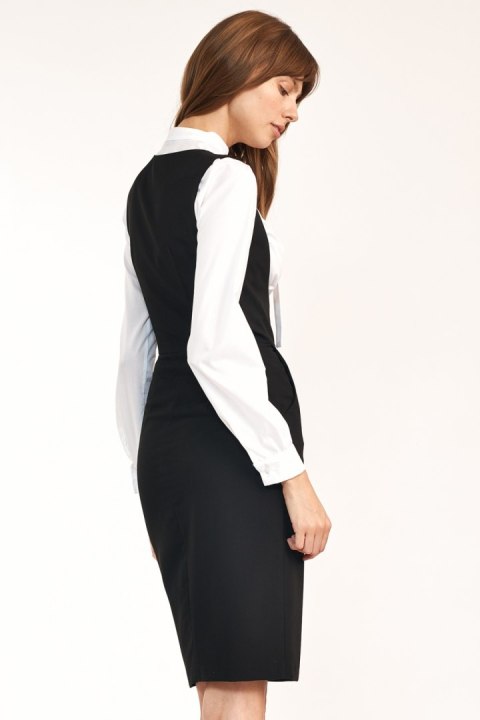 Sukienka Czarna sukienka z guzikami S183 Black - Nife - 38 Sukienka Czarna sukienka z guzikami S183 Black - Nife - 38