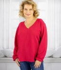 Elegancka bluzka oversize z delikatnie bufiastymi rękawami MARCELINA (Czerwony) Elegancka bluzka oversize z delikatnie bufiastymi rękawami MARCELINA (Czerwony)