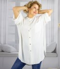 Elegancka koszula tunika oversize ze stójką ANNA (Biały) Elegancka koszula tunika oversize ze stójką ANNA (Biały)