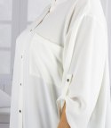 Elegancka koszula tunika oversize ze stójką ANNA (Biały) Elegancka koszula tunika oversize ze stójką ANNA (Biały)