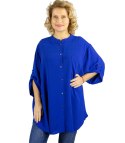 Elegancka koszula tunika oversize ze stójką ANNA (Niebieski) Elegancka koszula tunika oversize ze stójką ANNA (Niebieski)
