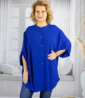 Elegancka koszula tunika oversize ze stójką ANNA (Niebieski) Elegancka koszula tunika oversize ze stójką ANNA (Niebieski)