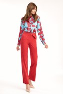 Bluzka z fontaziem w kwiaty B136 Turkus/Flowers - Nife - 38 Bluzka z fontaziem w kwiaty B136 Turkus/Flowers - Nife - 38
