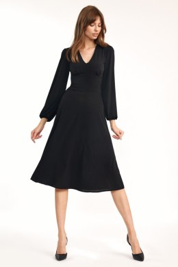 Sukienka Klasyczna czarna sukienka midi S194 Black - Nife - 44