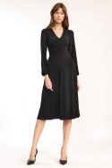 Sukienka Klasyczna czarna sukienka midi S194 Black - Nife - 44 Sukienka Klasyczna czarna sukienka midi S194 Black - Nife - 44