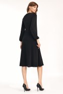 Sukienka Klasyczna czarna sukienka midi S194 Black - Nife - 44 Sukienka Klasyczna czarna sukienka midi S194 Black - Nife - 44