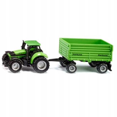 Siku Traktor Deutz-Fahr z przyczepą 2-osiową Fortuna model metal S1606 Siku Traktor Deutz-Fahr z przyczepą 2-osiową Fortuna model metal S1606