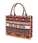 Duża kolorowa torba shopperka z napisem DOLCE VITA (Wielokolorowy) Duża kolorowa torba shopperka z napisem DOLCE VITA (Wielokolorowy)