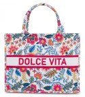 Duża kolorowa torba shopperka z napisem DOLCE VITA (Wielokolorowy) Duża kolorowa torba shopperka z napisem DOLCE VITA (Wielokolorowy)