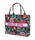 Duża kolorowa torba shopperka z napisem DOLCE VITA (Wielokolorowy) Duża kolorowa torba shopperka z napisem DOLCE VITA (Wielokolorowy)