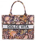 Duża kolorowa torba shopperka z napisem DOLCE VITA (Wielokolorowy) Duża kolorowa torba shopperka z napisem DOLCE VITA (Wielokolorowy)