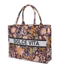 Duża kolorowa torba shopperka z napisem DOLCE VITA (Wielokolorowy) Duża kolorowa torba shopperka z napisem DOLCE VITA (Wielokolorowy)