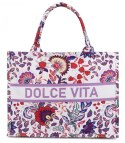 Duża kolorowa torba shopperka z napisem DOLCE VITA (Wielokolorowy) Duża kolorowa torba shopperka z napisem DOLCE VITA (Wielokolorowy)