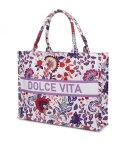 Duża kolorowa torba shopperka z napisem DOLCE VITA (Wielokolorowy) Duża kolorowa torba shopperka z napisem DOLCE VITA (Wielokolorowy)