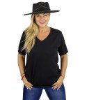 Bluzka koszulka t-shirt z dekoltem w serek i rękawem 1/2 MIRABEL (Czarny) Bluzka koszulka t-shirt z dekoltem w serek i rękawem 1/2 MIRABEL (Czarny)