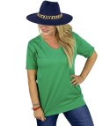 Bluzka koszulka t-shirt z dekoltem w serek i rękawem 1/2 MIRABEL (Zielony) Bluzka koszulka t-shirt z dekoltem w serek i rękawem 1/2 MIRABEL (Zielony)