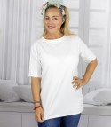 Bluzka koszulka t-shirt z okrągłym dekoltem i rękawem 1/2 EVELINA (Biały) Bluzka koszulka t-shirt z okrągłym dekoltem i rękawem 1/2 EVELINA (Biały)