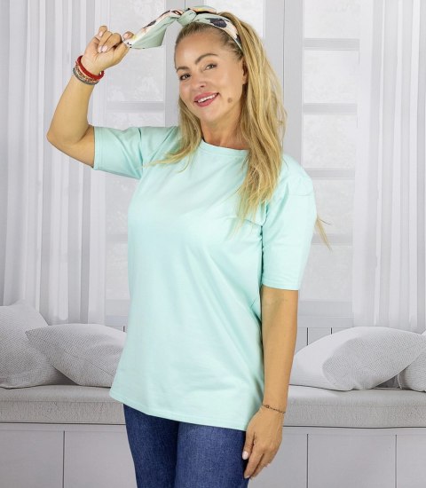 Bluzka koszulka t-shirt z okrągłym dekoltem i rękawem 1/2 EVELINA (Zielony) Bluzka koszulka t-shirt z okrągłym dekoltem i rękawem 1/2 EVELINA (Zielony)
