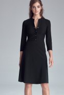 Sukienka zapinana na napy S123 Black - Nife - 42 Sukienka zapinana na napy S123 Black - Nife - 42