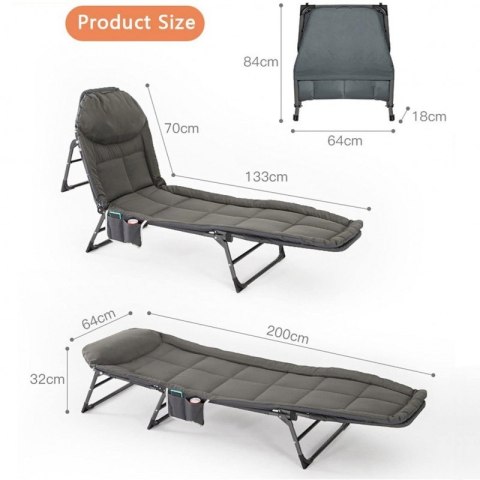 Touristenbett, Feldbett, Kanu 200 x 65cm faltbar mit Bezug, grau AR06SZ Touristenbett, Feldbett, Kanu 200 x 65cm faltbar mit Bezug, grau AR06SZ