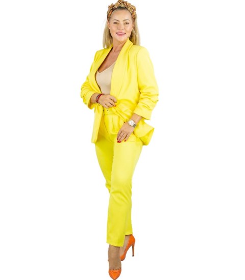Elegancki komplet spodnie i marynarka klasyczny garnitur PAMELA (Żółty) Elegancki komplet spodnie i marynarka klasyczny garnitur PAMELA (Żółty)