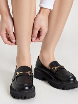 Damskie Mokasyny CARLA BLACK - Klasyczna Elegancja z Wyrazistym Detalem - 38