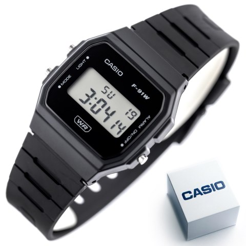 ZEGAREK MĘSKI CASIO F-91WB-1ADF + BOX ZEGAREK MĘSKI CASIO F-91WB-1ADF + BOX