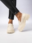Damskie Mokasyny - Kremowe MILANO BEIGE - 37 Damskie Mokasyny - Kremowe MILANO BEIGE - 37