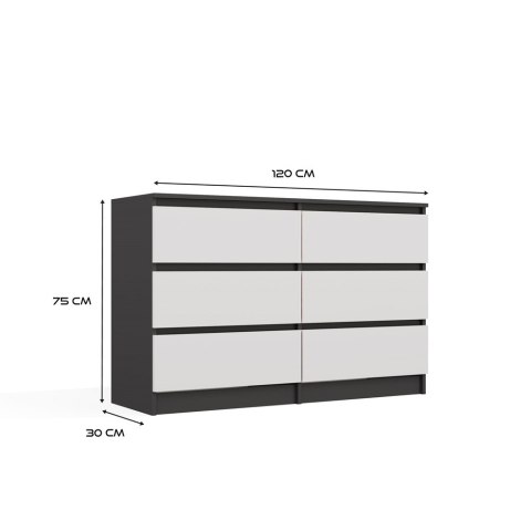 Komoda Malwa M6 120 ANTRACYT / BIAŁY Komoda Malwa M6 120 ANTRACYT / BIAŁY