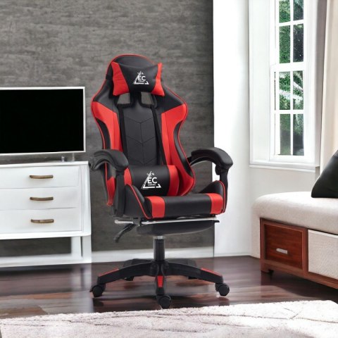 Fotel gamingowy obrotowy z podnóżkiem EC GAMING masażer KO24CZE Fotel gamingowy obrotowy z podnóżkiem EC GAMING masażer KO24CZE