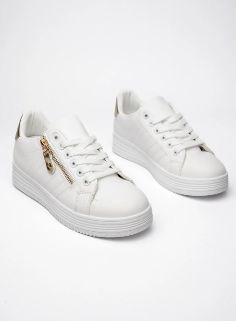 Damskie Sneakersy ZIPPY GOLD - Klasyczna Biel z Złotym Akcentem - 38 Damskie Sneakersy ZIPPY GOLD - Klasyczna Biel z Złotym Akcentem - 38
