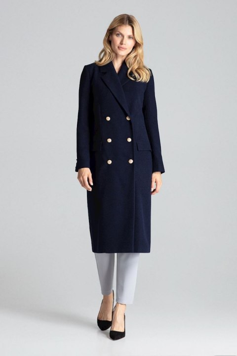 Płaszcz Damski Model M681 Navy - Figl - XL Płaszcz Damski Model M681 Navy - Figl - XL