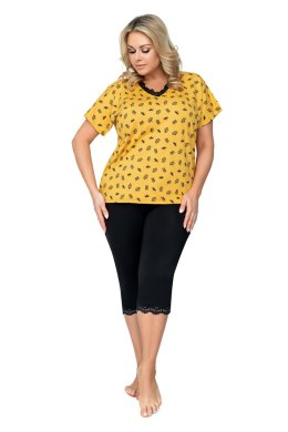 Piżama Damska Model Queen 3/4 Plus Size Musztard - Donna - 50