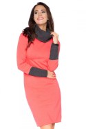 Sukienka Model C9 Coral/Dark Grey - RaWear - 46 Sukienka Model C9 Coral/Dark Grey - RaWear - 46