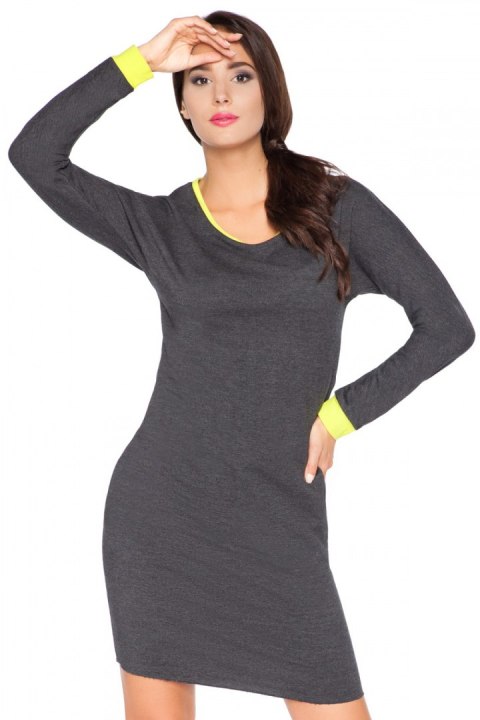 Sukienka Model E2 Dark Grey/Limonka - RaWear - 44 Sukienka Model E2 Dark Grey/Limonka - RaWear - 44