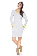 Sukienka Model E5 Light Grey/Limonka - RaWear - 34 Sukienka Model E5 Light Grey/Limonka - RaWear - 34