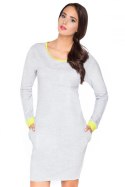 Sukienka Model E5 Light Grey/Limonka - RaWear - 40 Sukienka Model E5 Light Grey/Limonka - RaWear - 40