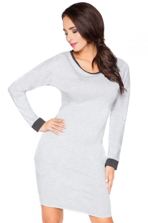 Sukienka Model E6 Light Grey/Dark Grey - RaWear - 46 Sukienka Model E6 Light Grey/Dark Grey - RaWear - 46
