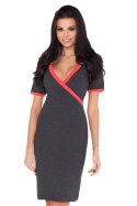 Sukienka Model L2 Dark Grey/Coral - RaWear - 42 Sukienka Model L2 Dark Grey/Coral - RaWear - 42