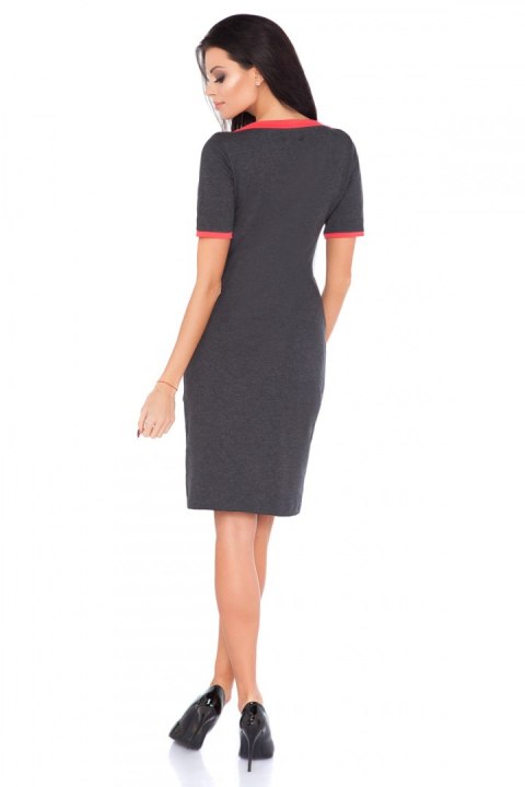Sukienka Model L2 Dark Grey/Coral - RaWear - 42 Sukienka Model L2 Dark Grey/Coral - RaWear - 42