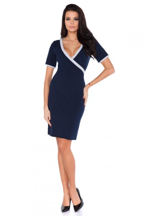 Sukienka Model L7 Navy/Light Grey - RaWear - 40 Sukienka Model L7 Navy/Light Grey - RaWear - 40