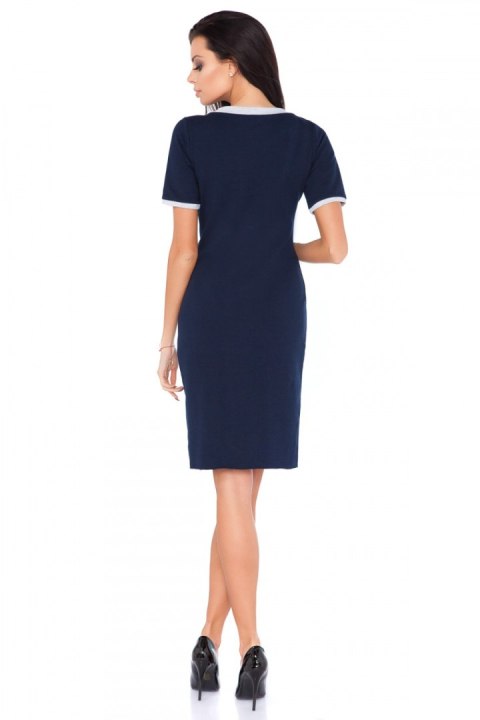 Sukienka Model L7 Navy/Light Grey - RaWear - 42 Sukienka Model L7 Navy/Light Grey - RaWear - 42