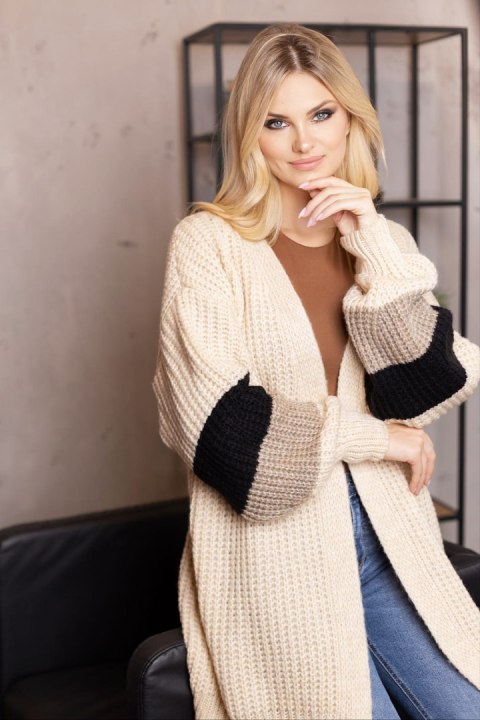 Sweter Kardigan Model 70041 Beige - PeeKaBoo - uniwersalny Sweter Kardigan Model 70041 Beige - PeeKaBoo - uniwersalny