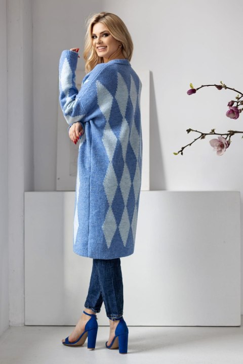 Sweter Kardigan Model 30092 Blue - PeeKaBoo - uniwersalny Sweter Kardigan Model 30092 Blue - PeeKaBoo - uniwersalny
