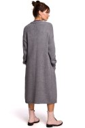 Sweter Kardigan Model BK053 Grey - BE Knit - uniwersalny Sweter Kardigan Model BK053 Grey - BE Knit - uniwersalny