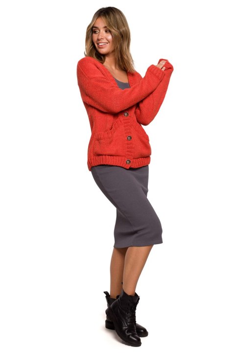 Sweter Kardigan Model BK074 Orange - BE Knit - S/M Sweter Kardigan Model BK074 Orange - BE Knit - S/M