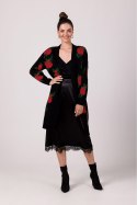 Sweter Kardigan Model BK102 Black - BE Knit - uniwersalny Sweter Kardigan Model BK102 Black - BE Knit - uniwersalny