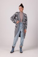 Sweter Kardigan Model BK102 Popiel - BE Knit - uniwersalny Sweter Kardigan Model BK102 Popiel - BE Knit - uniwersalny
