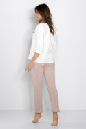 Piżama Damska Model Eliza Ecru/Powder Pink - Momenti Per Me - XL Piżama Damska Model Eliza Ecru/Powder Pink - Momenti Per Me - XL
